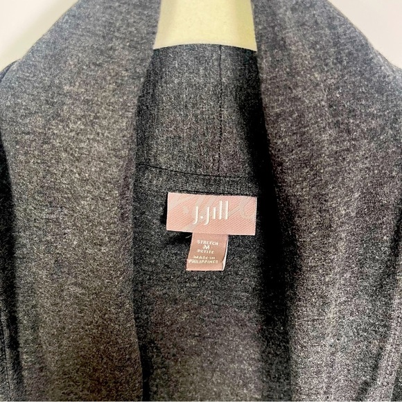 2/$30 J Jill Open Front Lightweight Cardigan Grey - Picture 3 of 6
